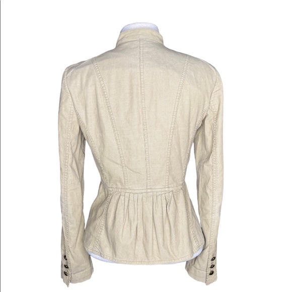 Michael Kors corduroy blazer tan, brass buttons pleated, pockets banded collar S - Picture 3 of 9